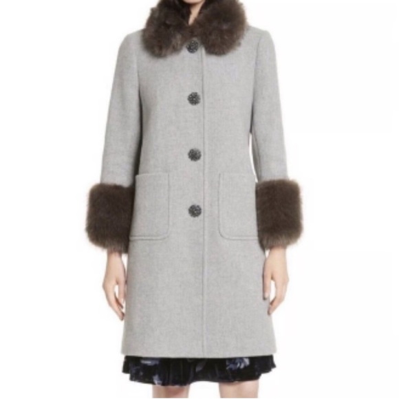 kate spade Jackets & Blazers - Kate Spade Gray Coat with Brown Fur